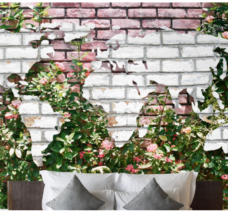 Floare și cărămidă harta lumii harta lumii murale - TenStickers