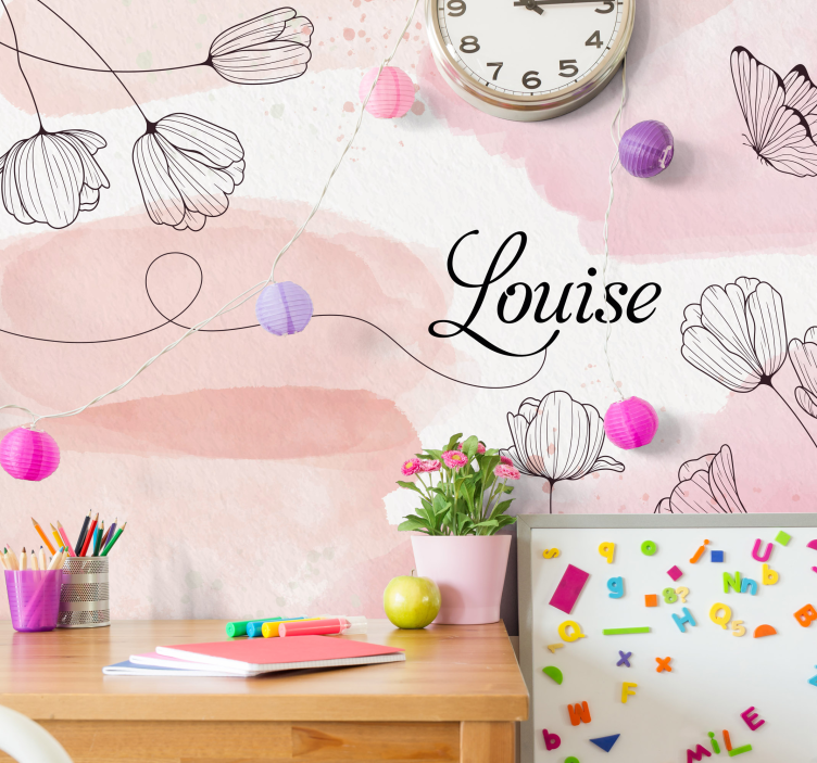 Flori frumoase cu nume mural personalizat - TenStickers