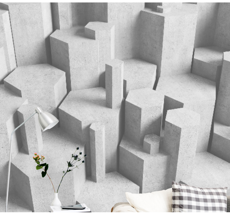 Forme geometrice concrete beton mural de piatră - TenStickers