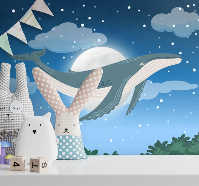 Fototapet animale balena sub lumina lunii - TenStickers