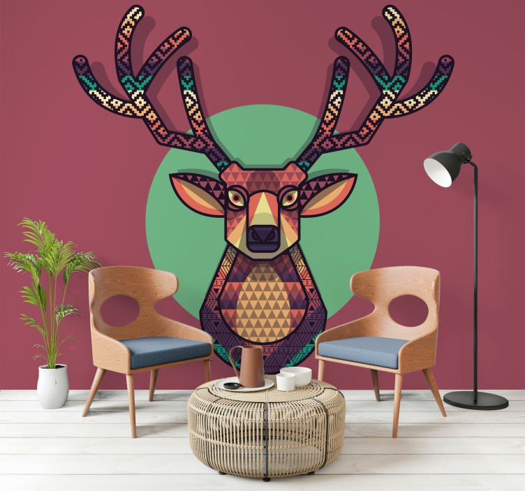 Fototapet animale cap de cerb geometric - TenStickers