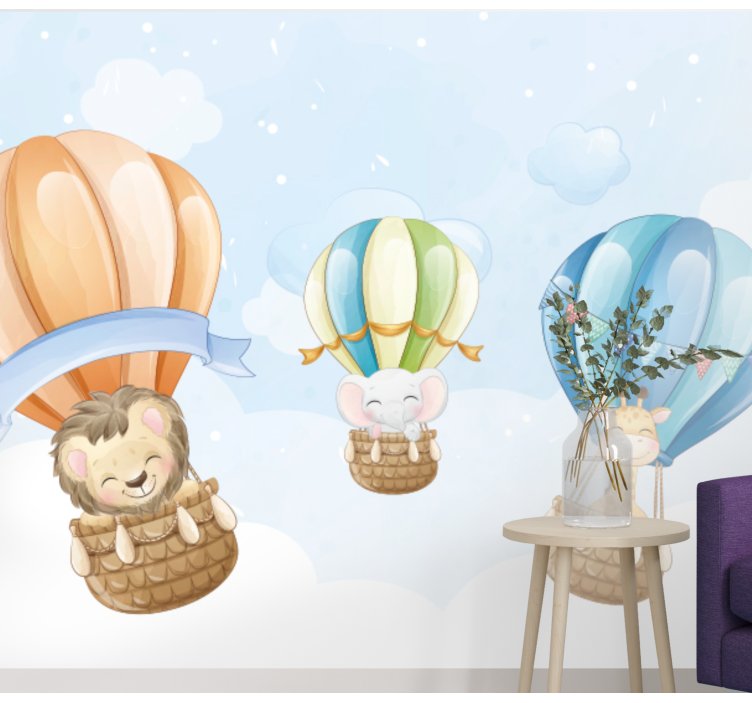 Fototapet animale cu baloane cu aer cald - TenStickers