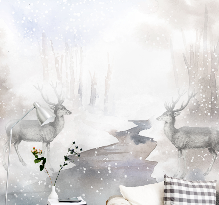 Fototapet animale Întâlnire cu cerbi majestuoși - TenStickers