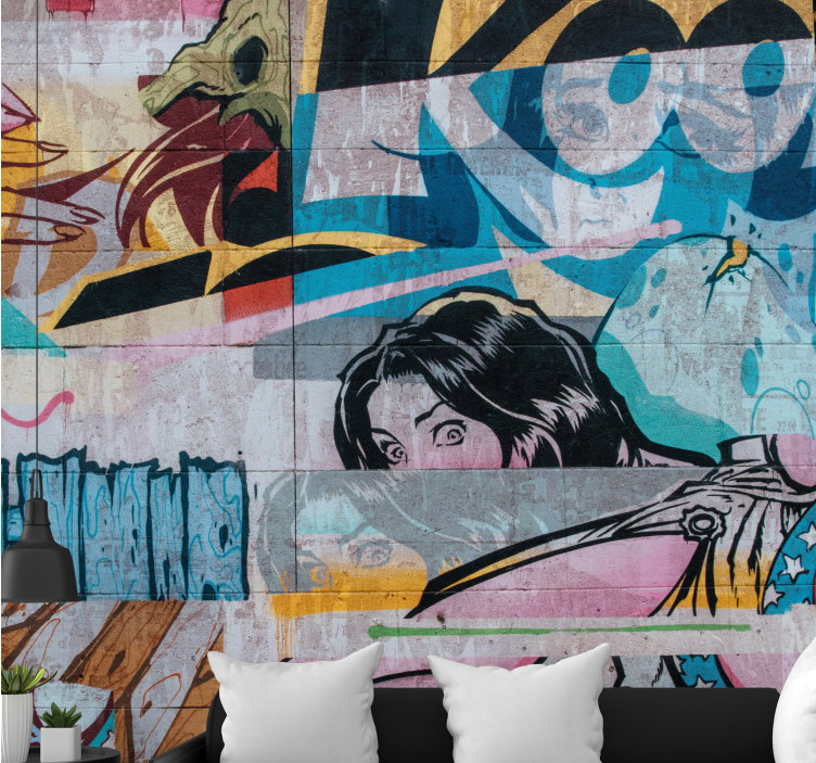 Fototapet artă urbană Graffiti original colorat - TenStickers