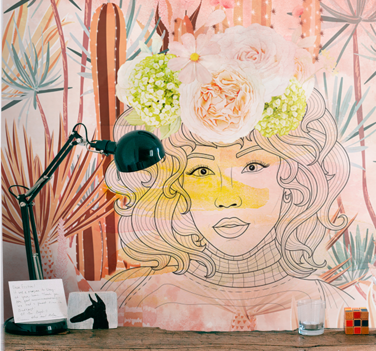 Fototapet arta ilustrație florală portret - TenStickers