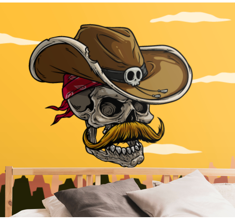 Fototapet artă urbană design de craniu de cowboy - TenStickers