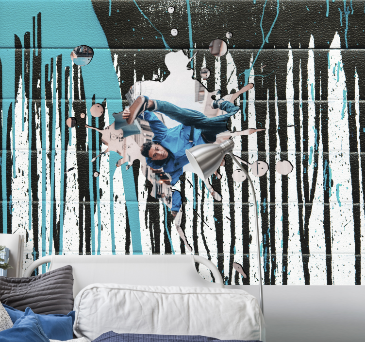 Fototapet artă urbană skater dinamic în acțiune - TenStickers