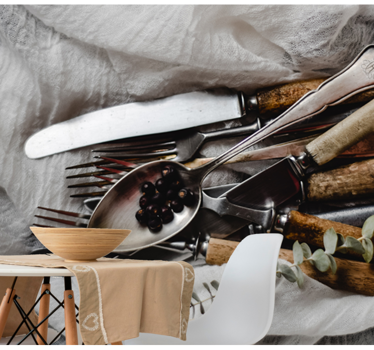 Fototapet bucătărie ansamblu de ustensile de epocă - TenStickers