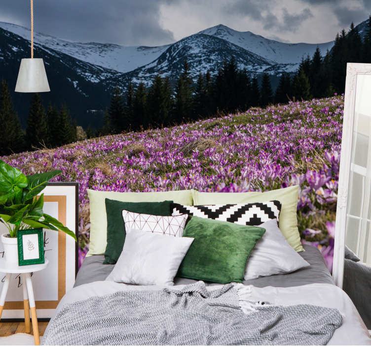 Fototapet cu flori câmp de flori de crocus - TenStickers