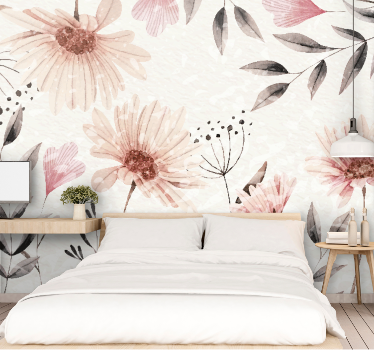 Fototapet cu flori design roz floral - TenStickers