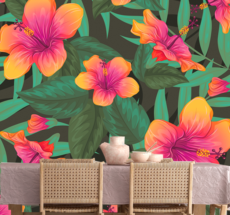 Fototapet cu flori înflorește hibiscus vibrant - TenStickers