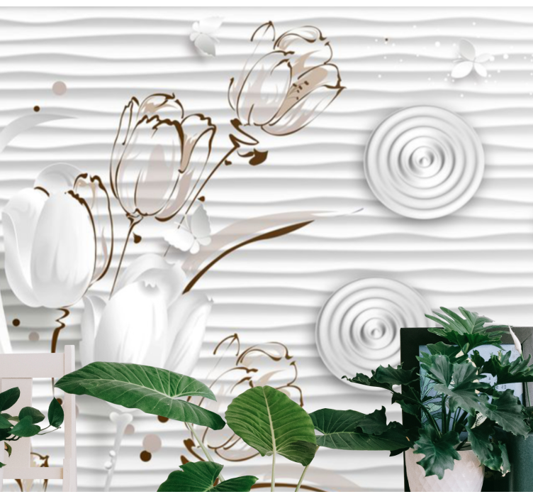 Fototapet cu flori lalele albe elegante - TenStickers