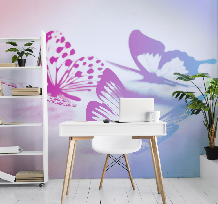 Fototapet cu flori siluete elegante de fluturi - TenStickers