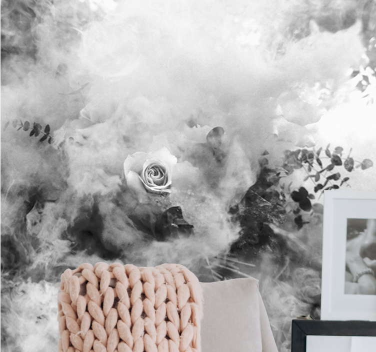 Fototapet cu flori trandafir alb etereal - TenStickers