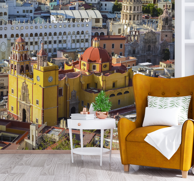 Fototapet de oraș catedrală galbenă istorică - TenStickers