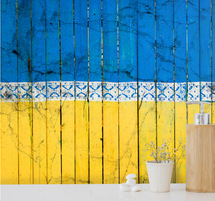 Fototapet de oraș cu model de scândură din lemn - TenStickers