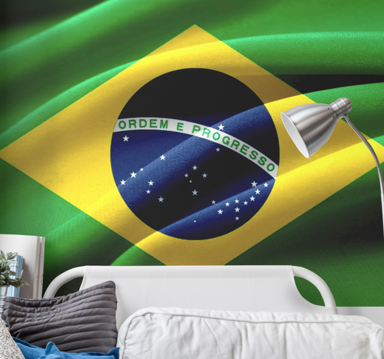 Fototapet de oraș design cu steagul brazilian - TenStickers