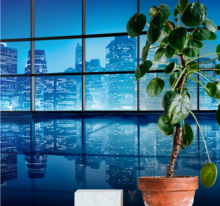 Fototapet de oraș reflexie de noapte urbană - TenStickers