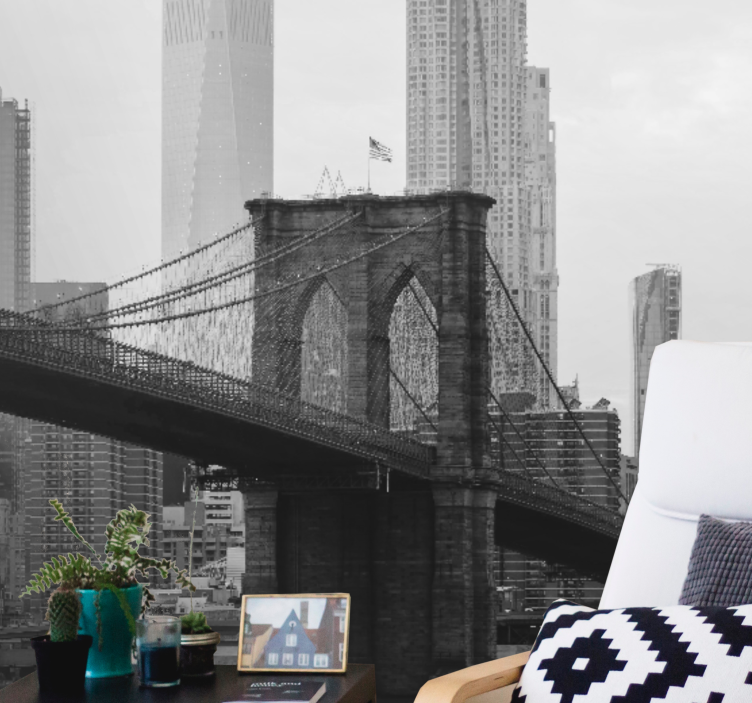Fototapet de oraș silueta podului brooklyn - TenStickers
