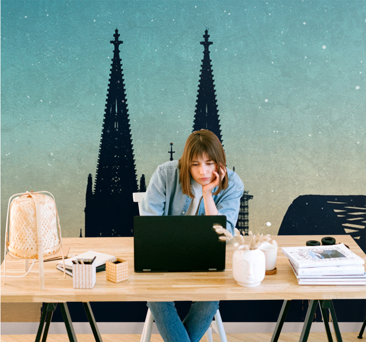 Fototapet de oraș turnuri catedrale siluete - TenStickers