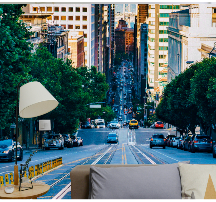 Fototapet de oraș vedere urbană pe stradă - TenStickers