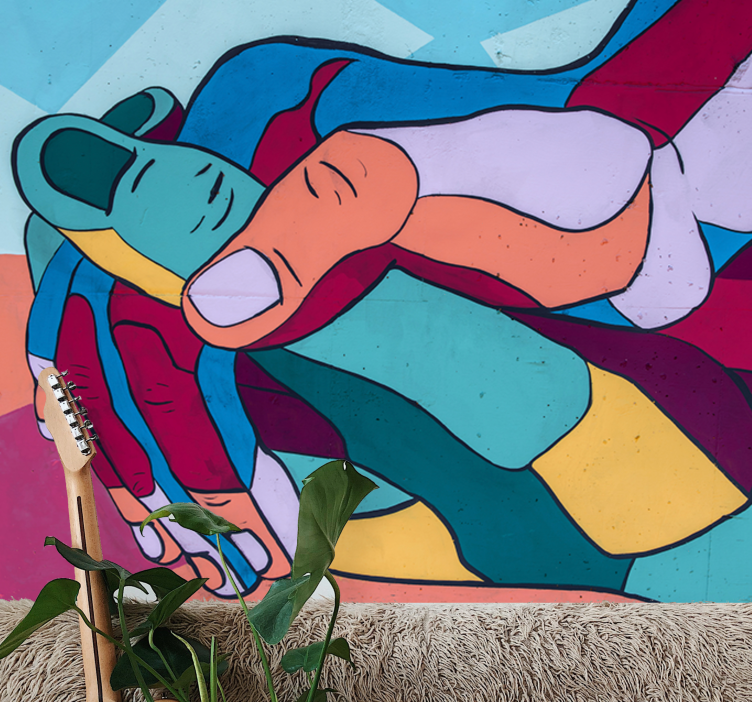 Fototapet dragoste Îmbrățișare colorată cu mâini - TenStickers