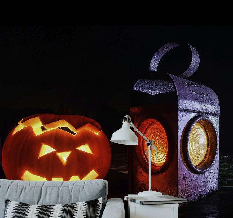 Fototapet halloween lampa cu dovleac jack-o'-lantern - TenStickers