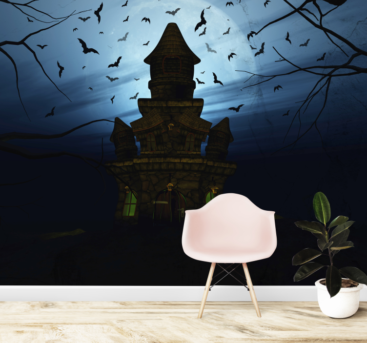 Fototapet halloween silueta castel bântuit - TenStickers