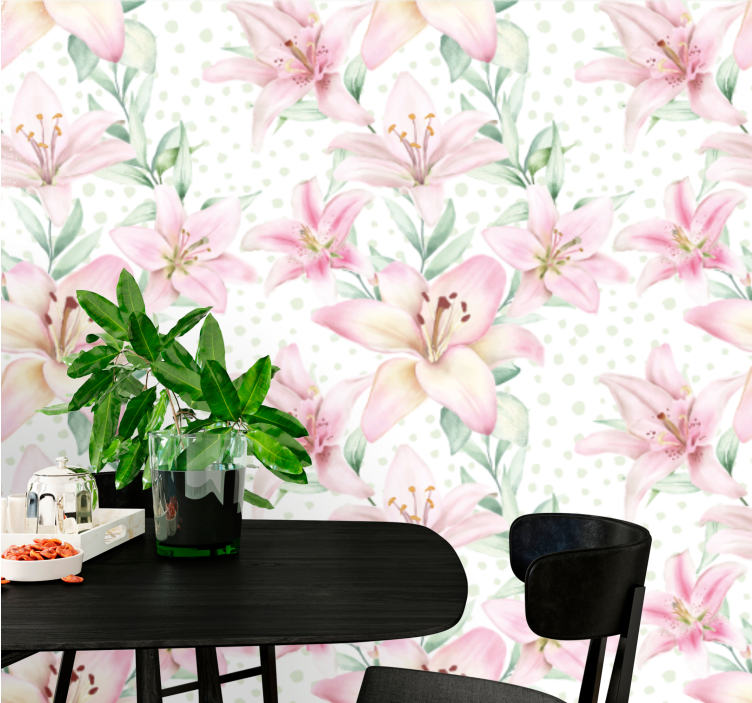 Fototapet maci cu flori delicate de crin - TenStickers