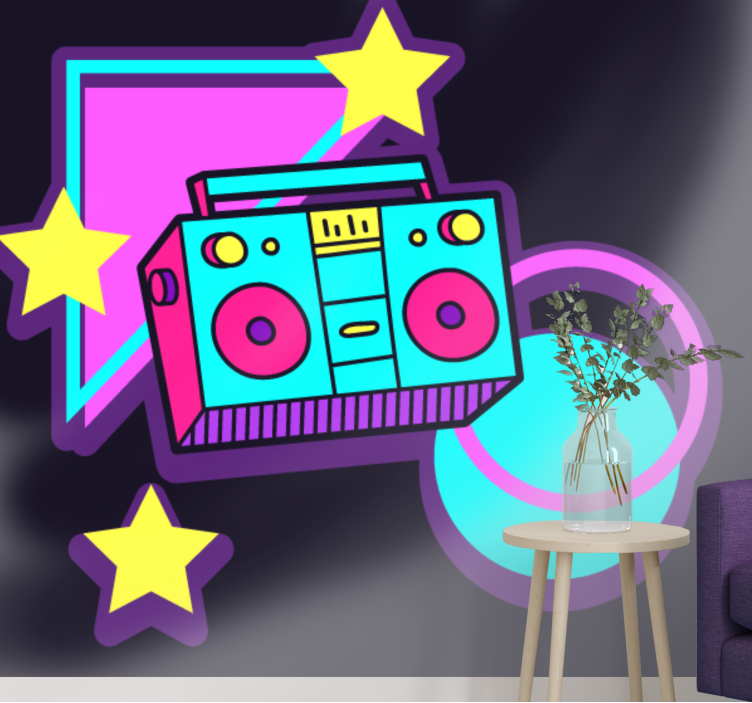 Fototapet muzică elemente retro boombox - TenStickers