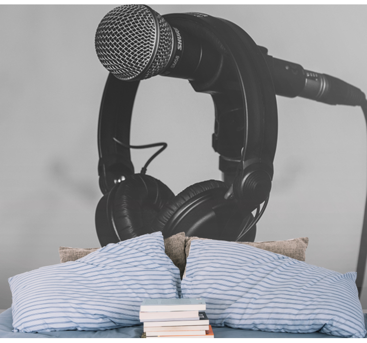 Fototapet muzică microfon și căști - TenStickers