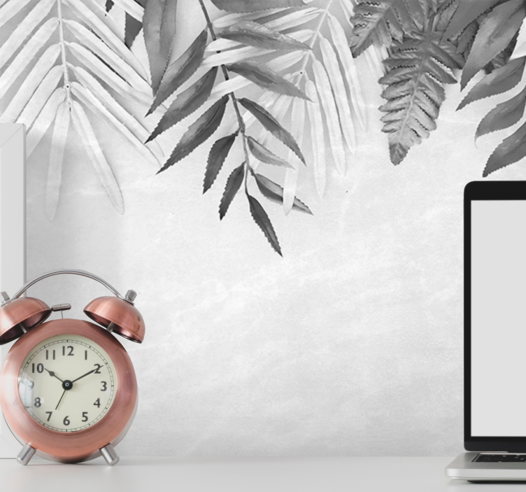 Fototapet natura modele de frunze monocrome - TenStickers