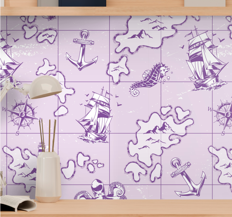 Alte fotomural design nautic violet - TenStickers
