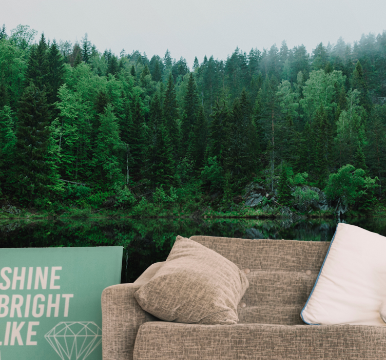 Fototapet natura reflexie liniștită în pădure - TenStickers