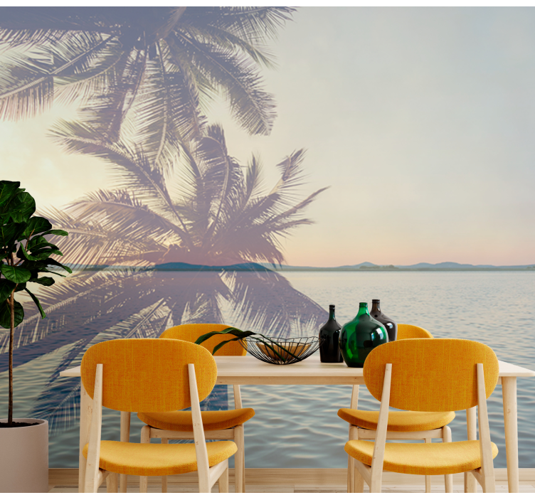 Fototapet natura silueta liniștită de palmier - TenStickers