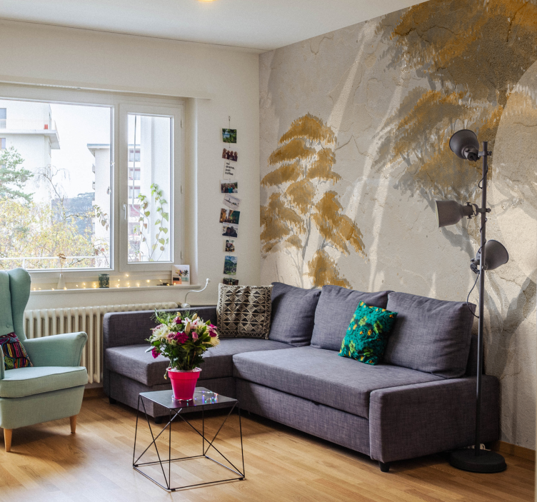 Fototapet camera de zi siluete grațioase de copaci - TenStickers