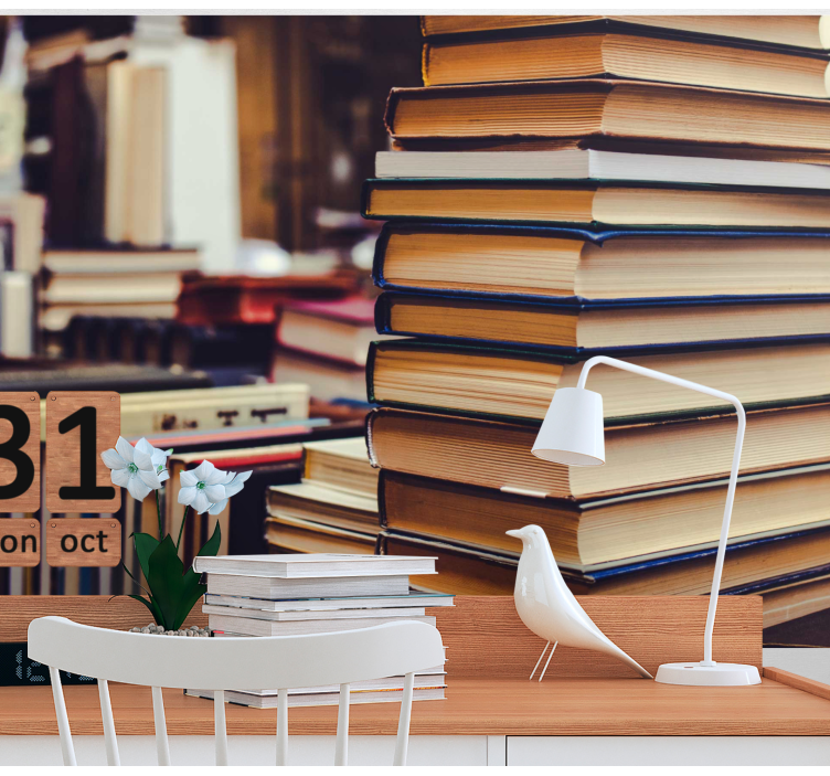 Fototapet peisaje colecție literară stivuită - TenStickers