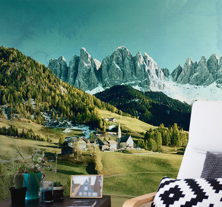 Fototapet peisaje peisaj sat montan - TenStickers