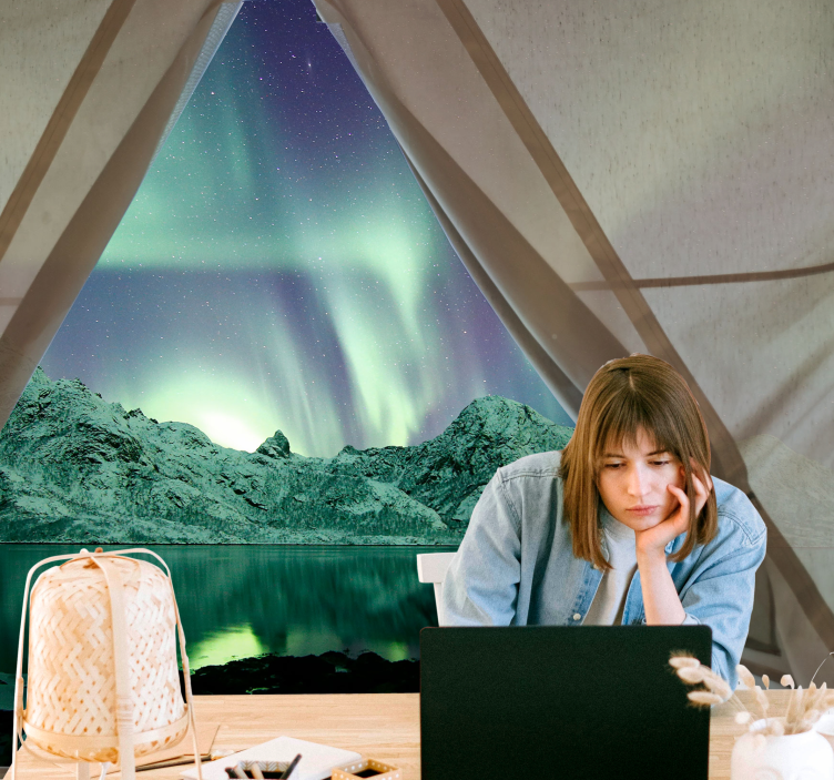 Fototapet peisaje vedere aurora boreala - TenStickers