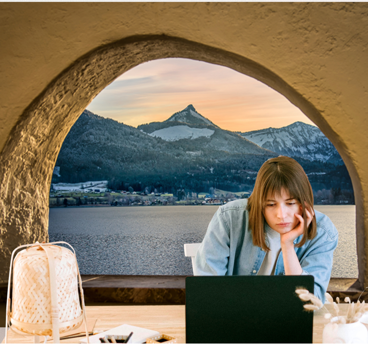 Fototapet peisaje vedere lac alpin - TenStickers