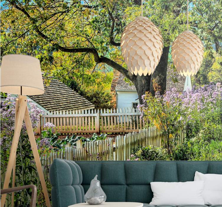 Fototapet peisaje vedere liniștită în grădină - TenStickers