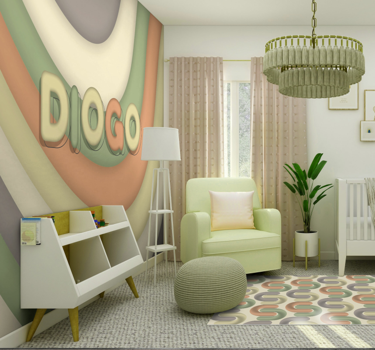 Fototapet pentru copii dungi curbate cu nume - TenStickers