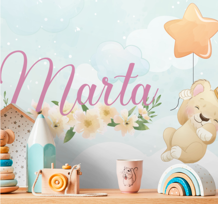 Fototapet pentru copii leu drăguț cu balon - TenStickers