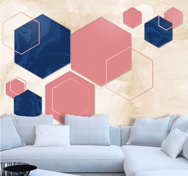 Fototapet texturat cu modele hexagonale geometrice - TenStickers