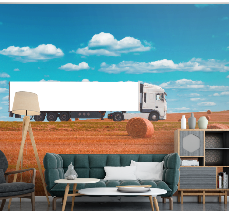 Fototapet vehicule transportul baloților de fân - TenStickers