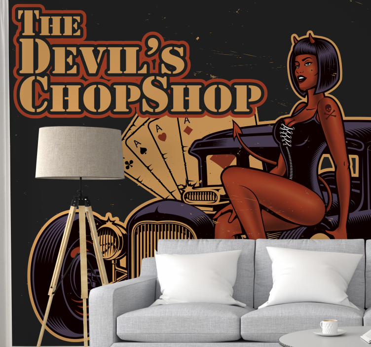 Fototapet vintage devil's chop shop - TenStickers