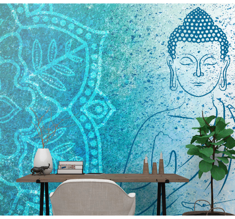 Mural buddha albastru mandala - TenStickers