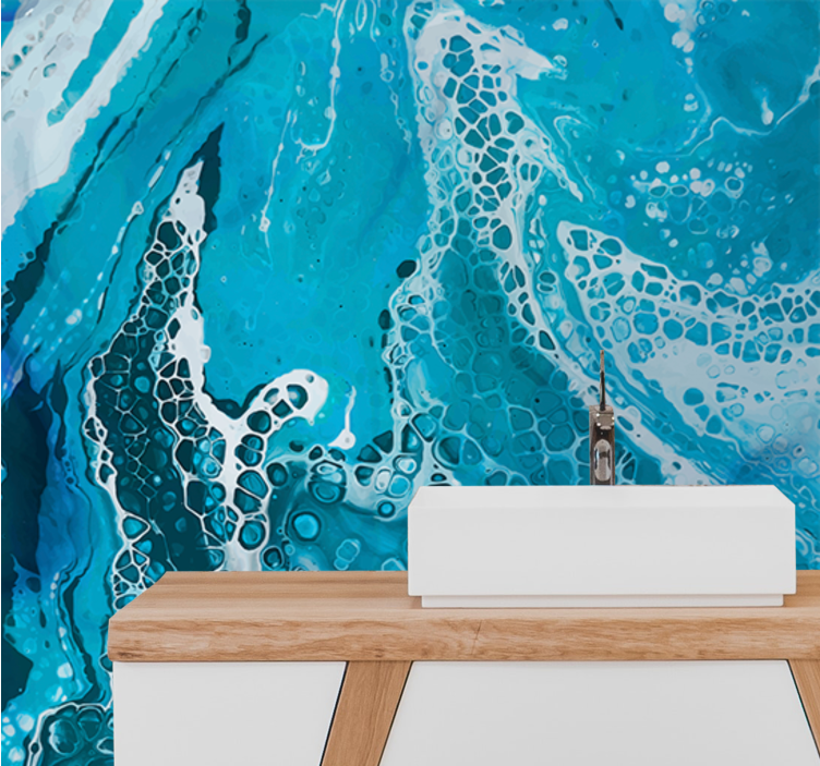 fototapetbaie ligh albastru efect marmură lichidă - TenStickers