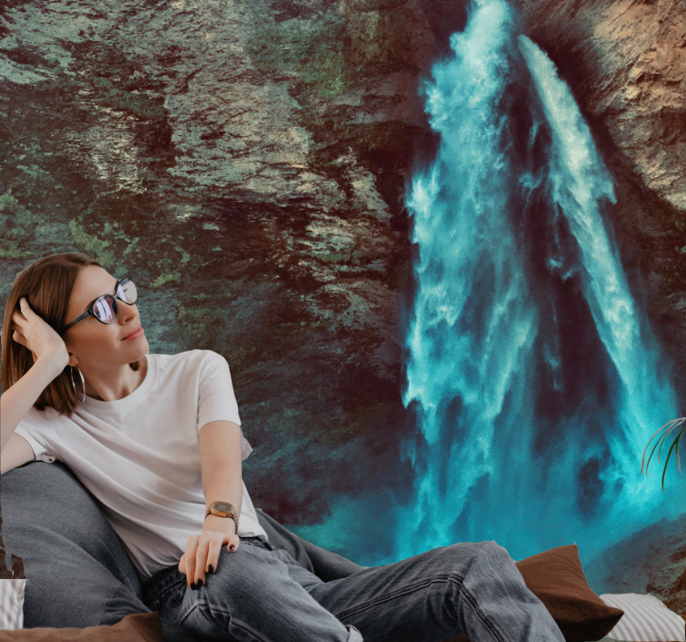 Muntele fototapet perspectivă mare a cascadelor - TenStickers