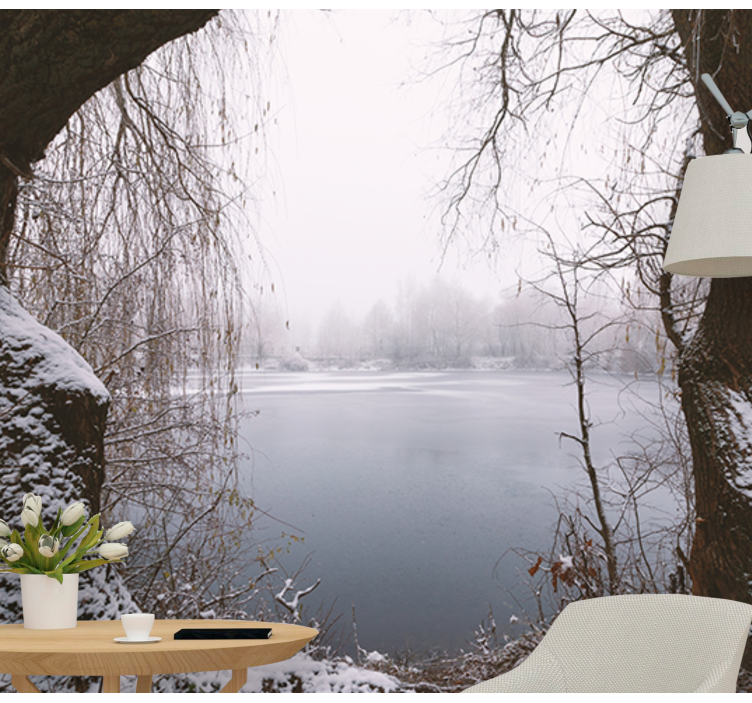 Muntele Fototapet vedere la lacul înghețat - TenStickers